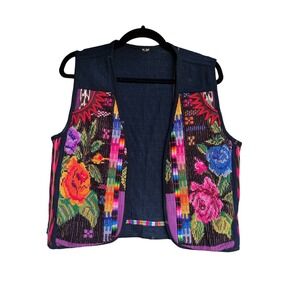 Vintage Embroidery Rose Flower Vest size Large